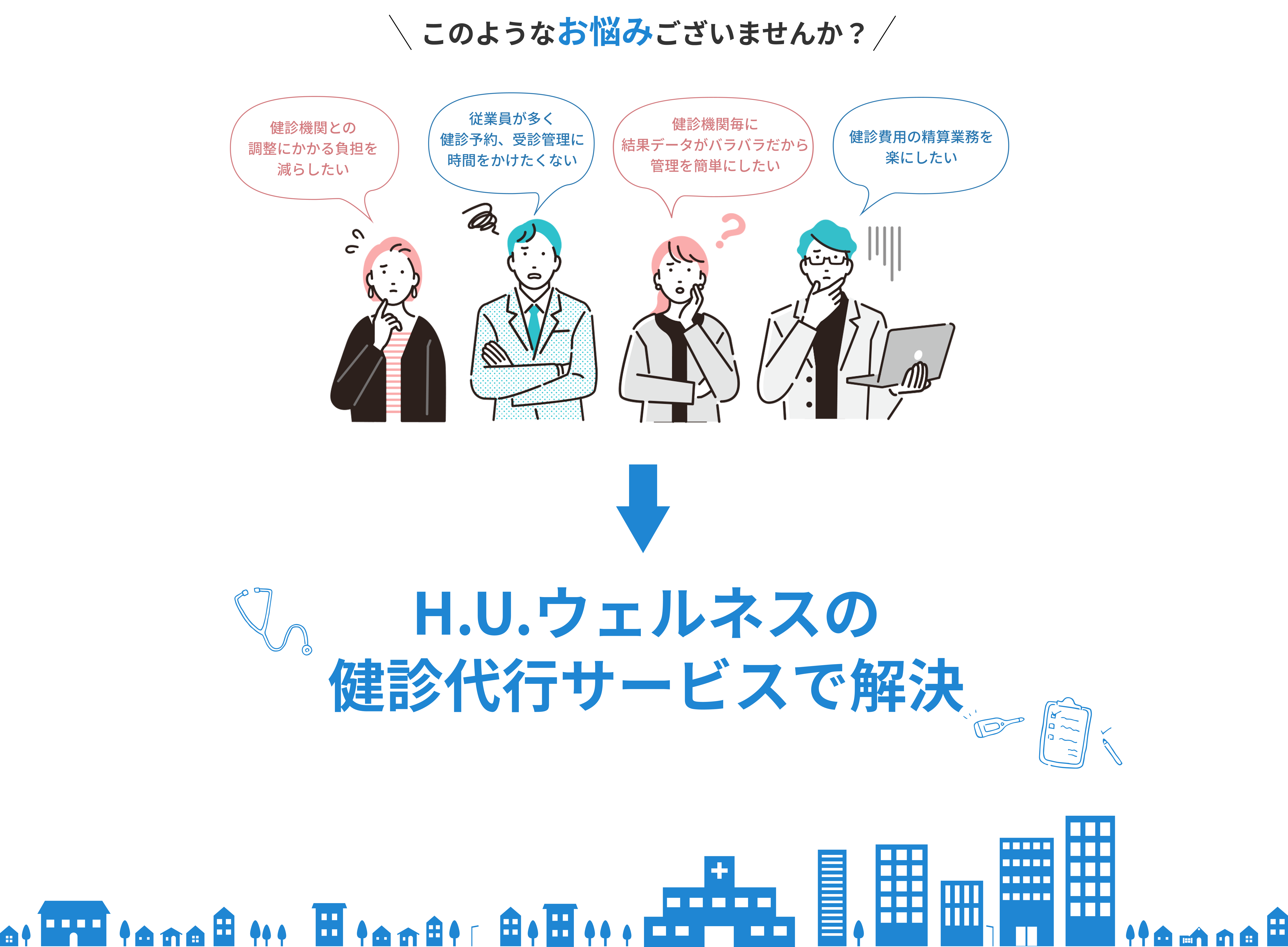 H.U.ウェルネスの健診代行サービスで解決